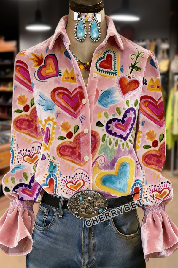 Colorful Heart Velvet Love Shirt